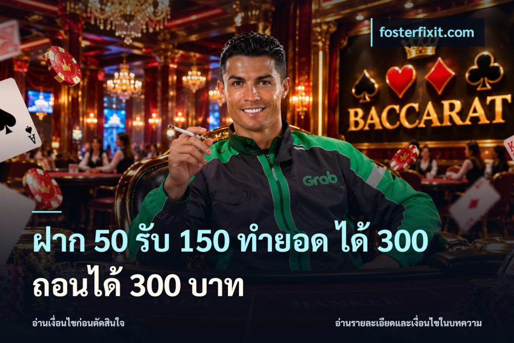 ฝาก 50 รับ 150 ทํายอด ได้ 300 ถอนได้ 300 บาท