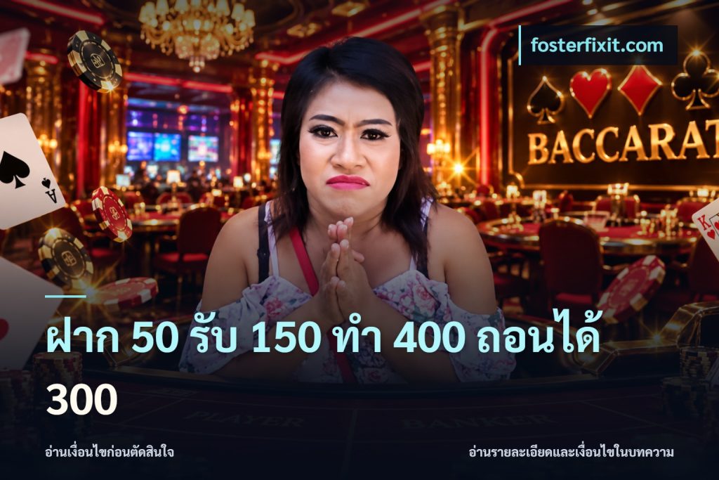 ฝาก 50 รับ 150 ทํา 400 ถอนได้ 300