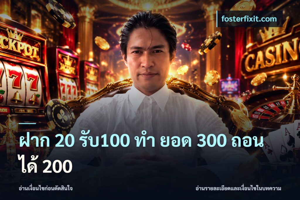 ฝาก 20 รับ100 ทํา ยอด 300 ถอนได้ 200