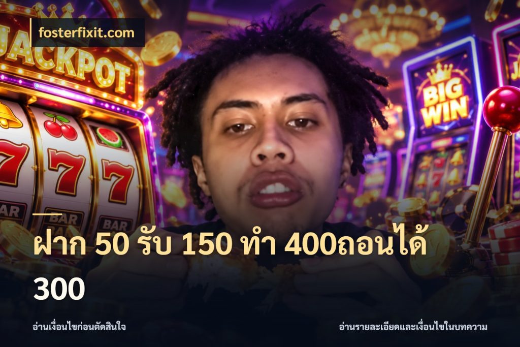 ฝาก 50 รับ 150 ทํา 400ถอนได้ 300 เครดิตกับรูปแบบโปรที่ตรงใจ สไตล์ fosterfixit.com