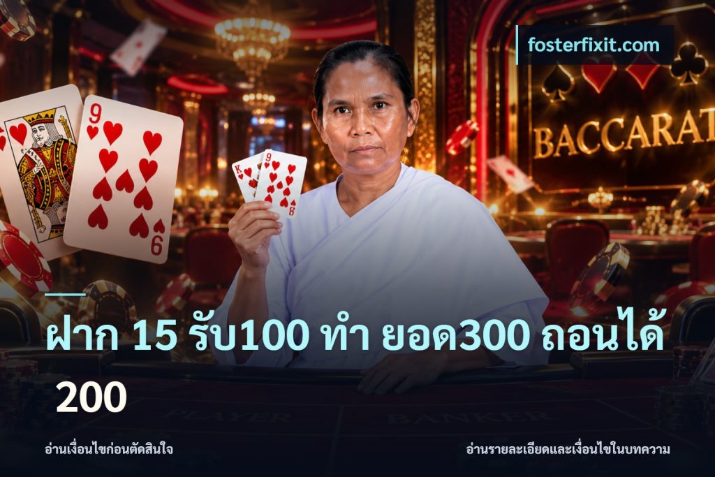 ฝาก 15 รับ100 ทํา ยอด300 ถอนได้ 200