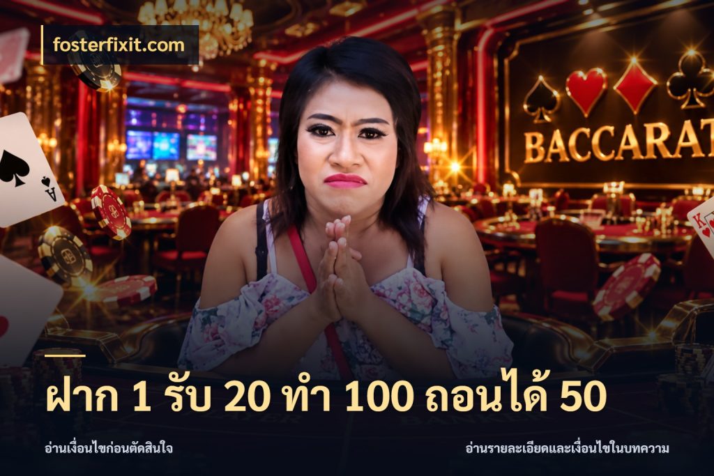 ฝาก 1 รับ 20 ทำ 100 ถอนได้ 50 โปรยอดรับที่สายเกมสนใจ ในมุม fosterfixit.com