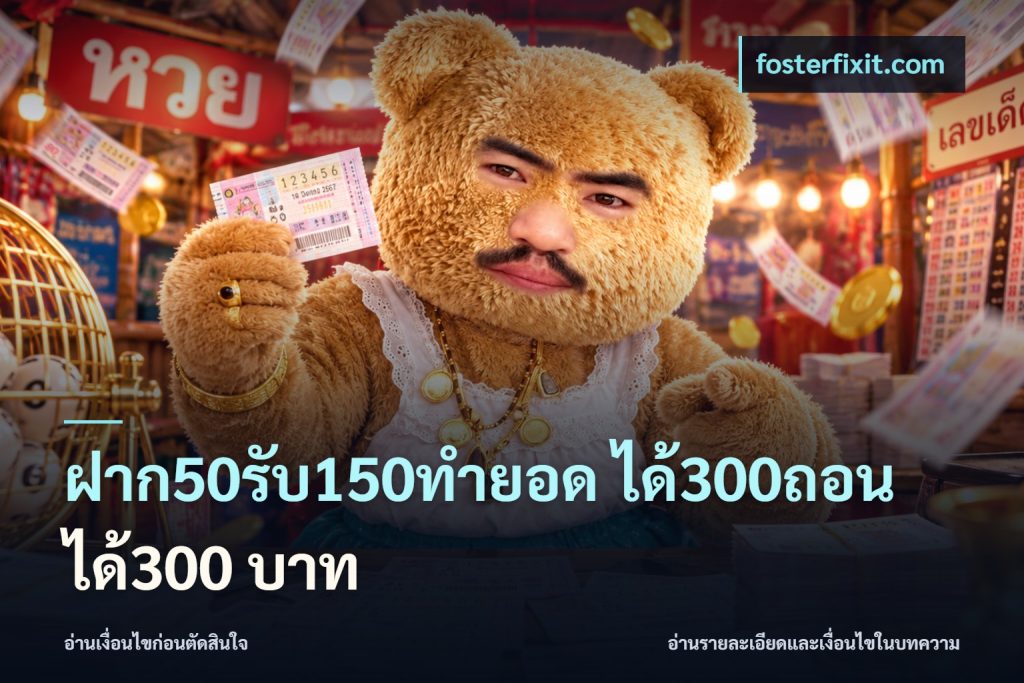 ฝาก50รับ150ทำยอด ได้300ถอนได้300 บาท