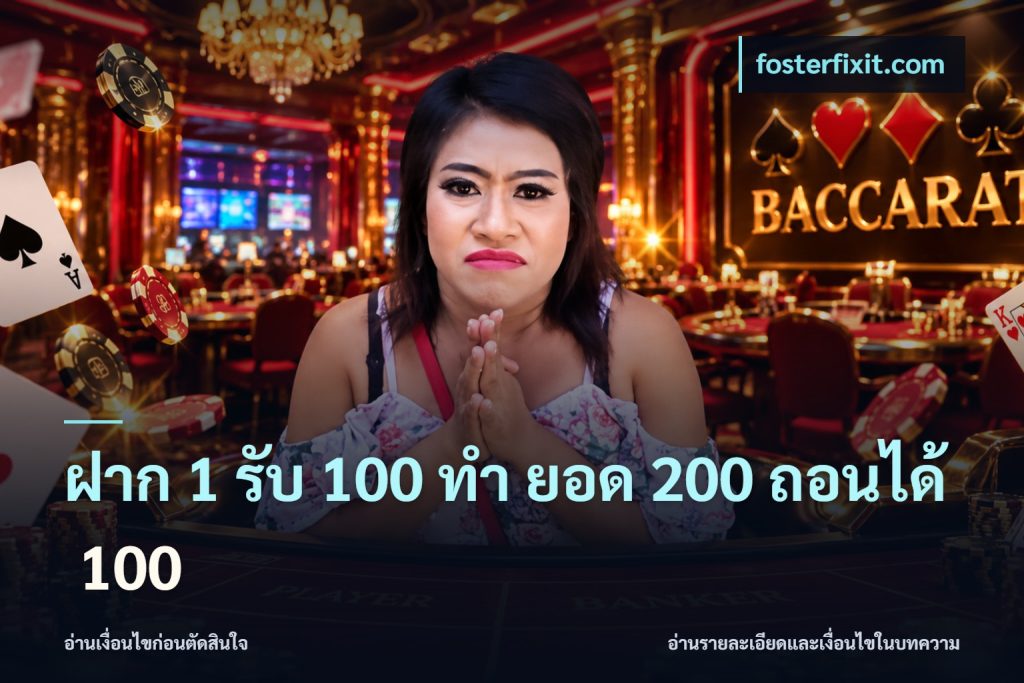 ฝาก 1 รับ 100 ทํา ยอด 200 ถอนได้ 100