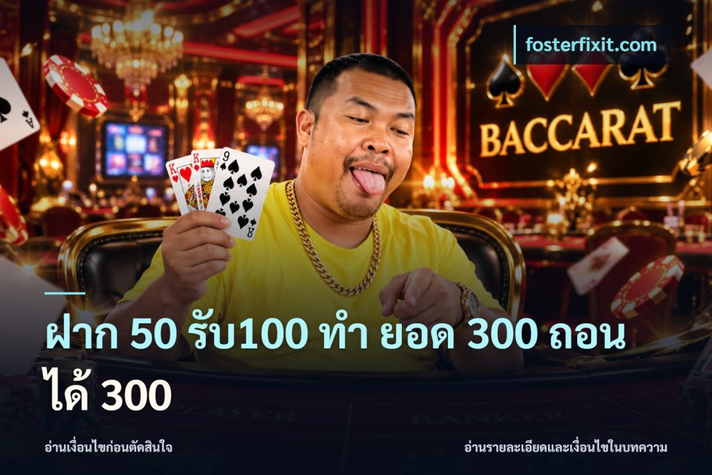 ฝาก 50 รับ100 ทํา ยอด 300 ถอนได้ 300
