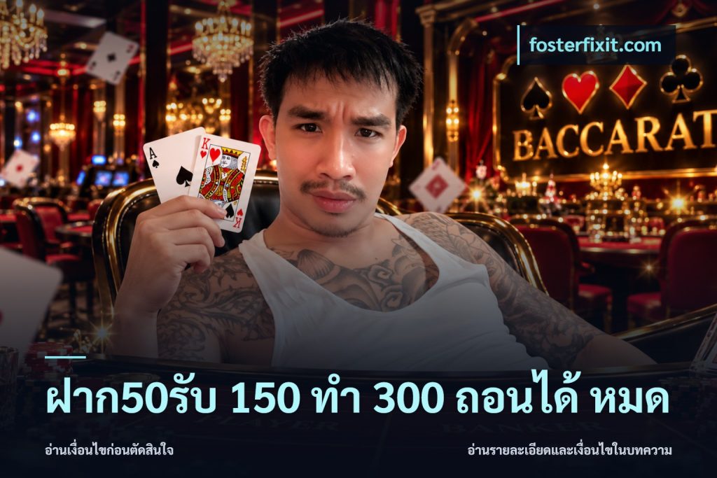 ฝาก50รับ 150 ทำ 300 ถอนได้ หมด