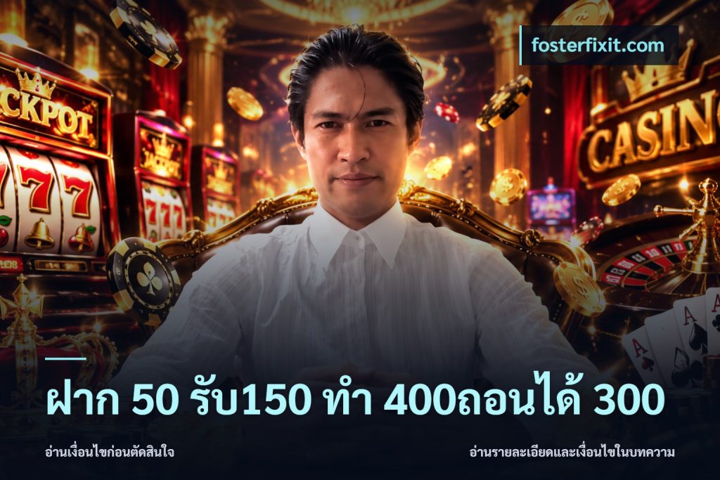 ฝาก 50 รับ150 ทํา 400ถอนได้ 300